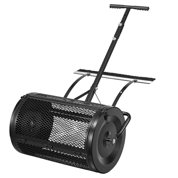 24-Inch Wide Compost & Peat Moss Spreader with Adjustable Height for Lawn & Garden