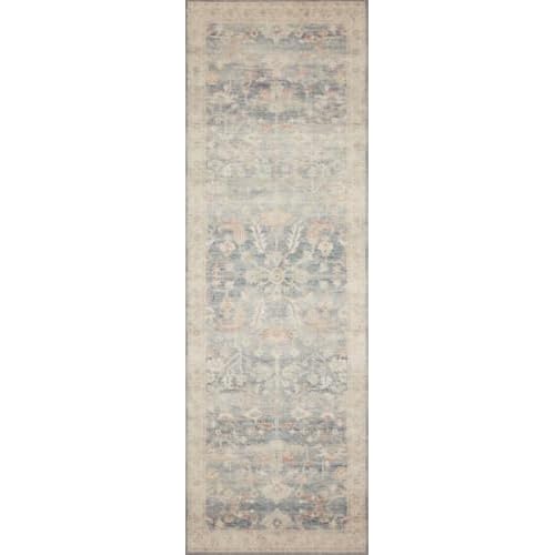 Loloi Hathaway Collection HTH-02 Denim/Multi 5'-0" x 7'-6", .25" Thick Area Rug, Soft, Durable, Printed, Modern, Low Pile, Non-Shedding, Easy Clean, Living Room Rug