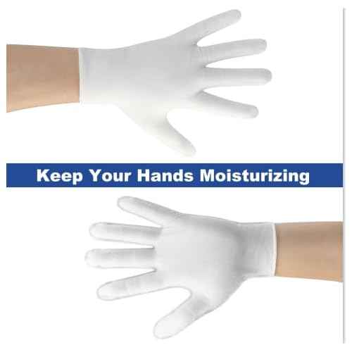 3 Pairs White Cotton Gloves, Premium Cotton Gloves for Dry Hands Sleeping, White Gloves for Moisturizing Hands Women and Men, Cloth Gloves for Eczema, Spa Glove for Lotion Overnight by Htaexpu