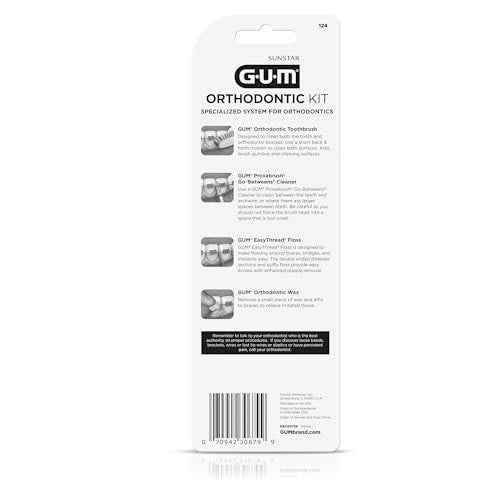 GUM Orthodontic Kit ? Features Orthodontic Toothbrush, 3 Proxabrush Sizes and Shred-Resistant EasyThread Floss, and Mint Ortho Wax
