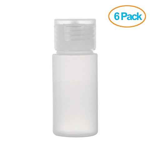 ALINK Travel Size Plastic Empty Toiletry Bottles, 30ml (1 oz) Pack of 6 Liquid Containers with Labels