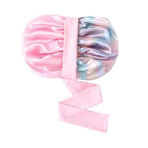 GDTOGRT Satin Silk Bonnet for Sleeping Women - Double Layer Sleep Hair Bonnets Caps for Curly Braid Hair with Tie Band