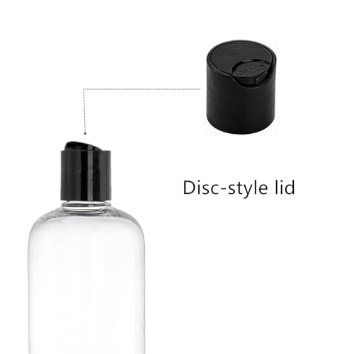 20 Pack 16oz Clear Plastic Empty Bottles, Squeezable Travel Containers with Disc Top Flip Caps, Refillable Shampoo Bottles for Lotions, Cream, Liquid Body Soap, Creams, BPA Free