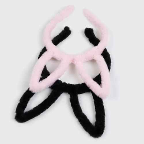 Huachi 2 Packs Bunny Ears Headband Halloween Cute Hollow Rabbit Ear Costume Headbands for Women Girls Party Decoration Adult Kids Head Bands Animals Face Wash Hair Accessories Birthday Gifts