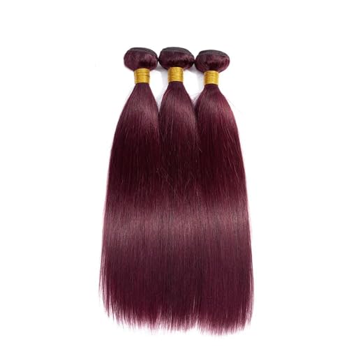 Brazilian Human Hair Bundles 26 28 30 Inch Burgundy 99J Straight Bundles Human Hair 100% Unprocessed 10A Quick Weave for Black Women Soft Sewn In with Double Weft