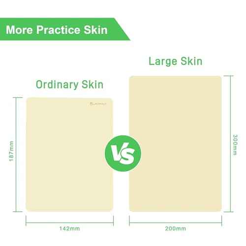 Premium Tattoo Practice Skin (3mm Thick Medical Silicone) - 10PCS Double-Sided Fake Skin Reusable Mat, 7.4"x5.5" Tattoo Skin with Deluxe Gift Box, for Professional Artists