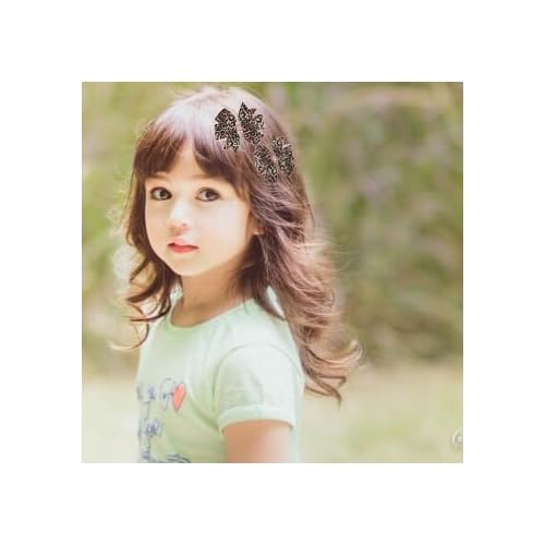 Baby Girls Leopard Bow hairpin girls leopard bow Hair Accessories for women.(FJ65) (4pcs Leopard)