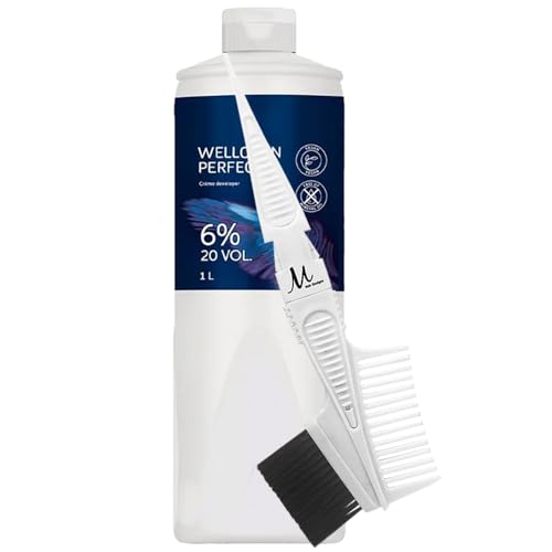 Welloxon Perfect Developer 6% / 20 Volume 33.8 fl oz with Tint Brush Comb | Professional Hair Color Developer for Maximum Color Penetration and Long-Lasting Results