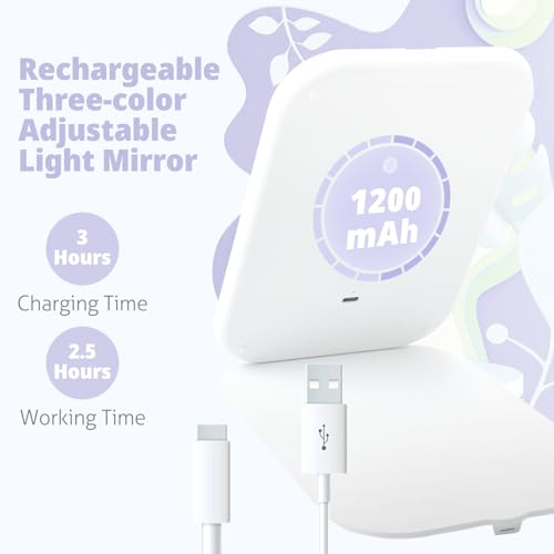 Travel Makeup Mirror, Portable Mirror with 3 Adjustable Light Settings, USB-Rechargeable Vanity Mirror with Lights£¬Gift for Women and Girls