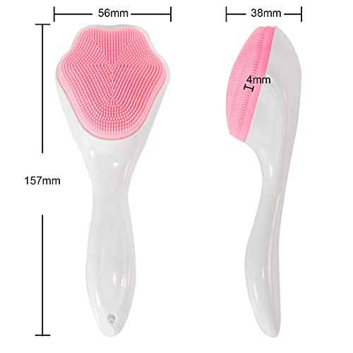 Silicone Face Scrubber Exfoliating Brush, Beomeen 2 Pack Manual Handheld Facial Cleansing and Blackhead Scrubber, Soft Bristles Waterproof for Face Skincare (Blue, Pink)