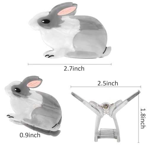 Rabbit Hair Clip, Cute Bunny Animal Hair Claw Clip for Women Girls, Acetate Funny Farm Hair Accessories Easter Gift