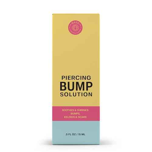 BASE LABORATORIES Piercing Bump Solution & Keloid Bump Removal | Soothing Piercing Aftercare for Piercing Bumps & Keloid Scar Removal | Ear & Nose Keloid Bumps Piercing Aftercare Solution Oil | 0.5 oz