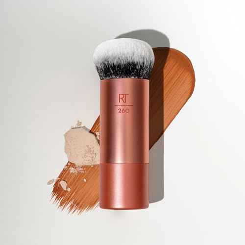Real Techniques Bubble Blending Makeup Brush, Multipurpose Foundation Brush For Liquid, Cream, & Powder Products, Unique Round Brush Head, Synthetic Bristles, Vegan & Cruelty Free, 1 Count