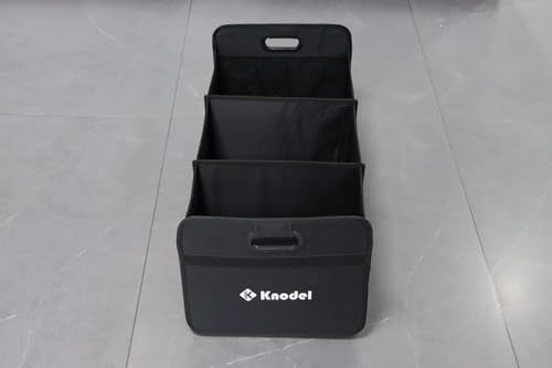 K KNODEL Car Trunk Organizer, Foldable Organizer for Car, Automotive Consoles & Organizers, 3 Compartments Storage with Reinforced Handles (Large, Black)
