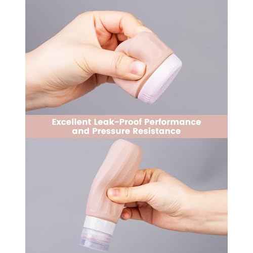 Travel Bottles for Toiletries 8 Pack, Travel Size Toiletries, Tsa Approved Travel Size Containers 3oz, with Travel Essentials Clear Bag, Leak Proof Silicone Squeezable Creams Jars