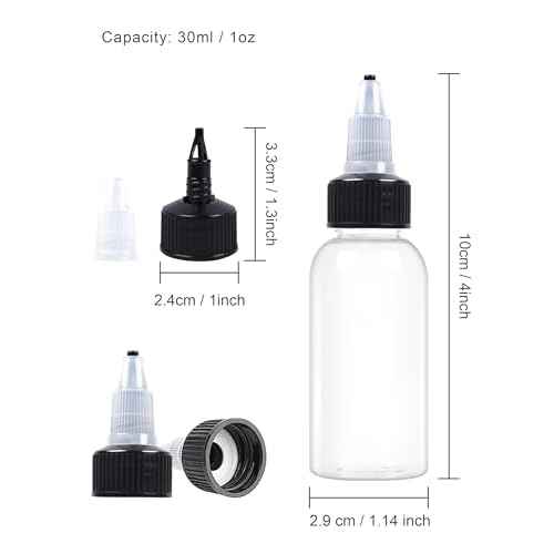 6 Pcs 1oz Plastic Squeeze Bottles with Twist Top Cap, 30ml Clear Dispensing Bottles, Empty Squirt Bottle for Liquids, Sauces, Arts, Crafts, Travel