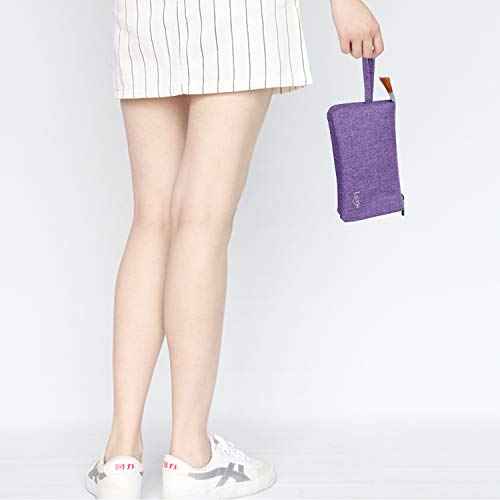 LUXJA Essential Oil Carrying Bag - Holds 9 Bottles (5ml-15ml, Also Fits for Roller Bottles), Portable Organizer for Essential Oil and Small Accessories, Purple