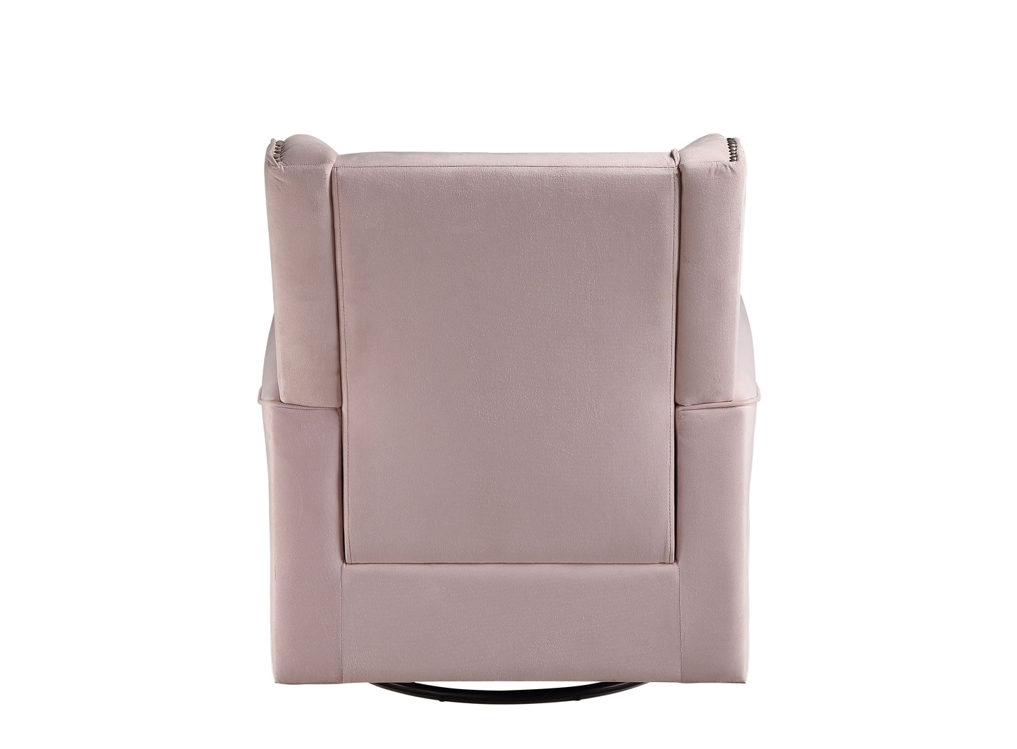 Pink Fabric Glider Chair with Swivel and Nail-Head Trim