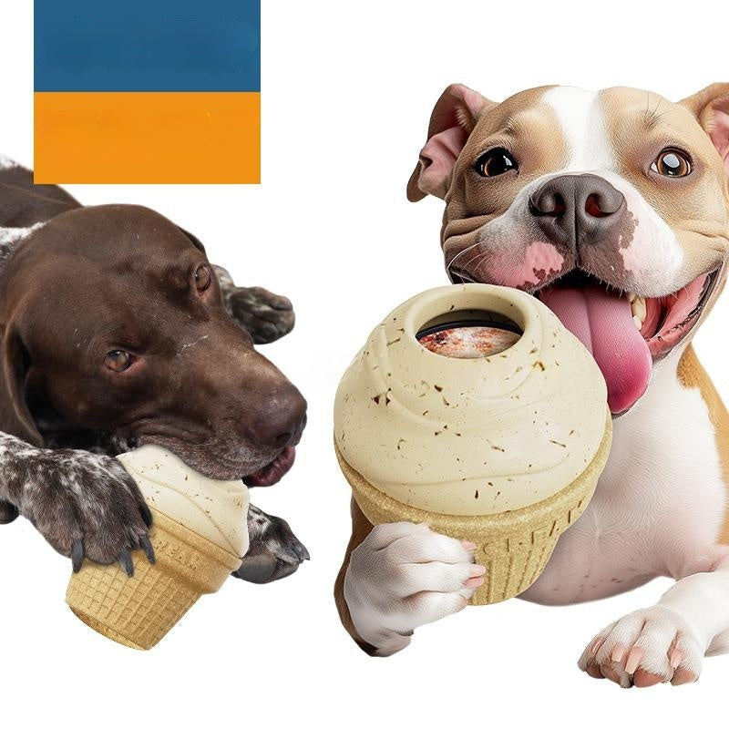 Interactive Dog Toy Ice Cream Shape Chew-Resistant Treat Dispenser