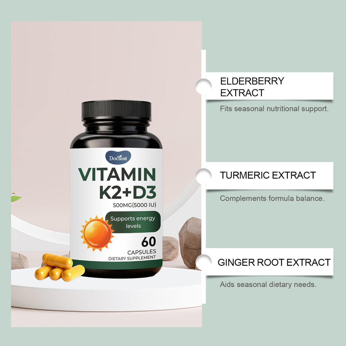 Multivitamin and Mineral Complex Capsules - 60 Count, Immune & Energy Support