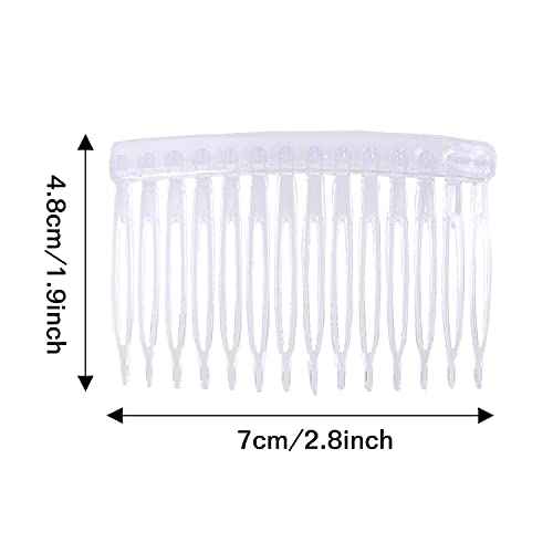 Cinaci 30 Pack Small Clear White Plastic Hair Side Combs Slide Bun Holder with 14 Teeth DIY Headpieces Thin Fine Hair Clips Grips French Twist Barrettes Accessories for Women Girls Wedding Brides Veil