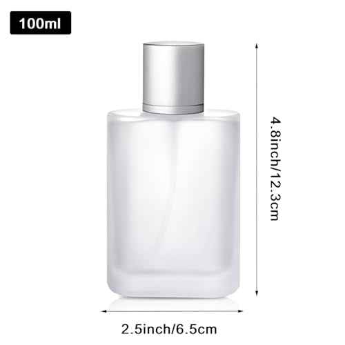 100ml/3.4 Oz Frosted Glass Spray Bottle Perfume Atomizer,Refillable Perfume Spray Bottle Perfume Bottles Empty with 3 Kinds of Perfume Dispenser (Frosted Glass 100ml)