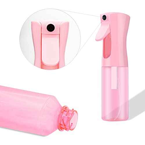 Empty Spray bottles, Continuous Spray Bottle for Hair, Spray Water Bottle Fine Mist Refillable, Skin Care, Showering Pets, Plants, travel, Ironing and Cleaning 6.8 Ounce (1 Pack, Pink)