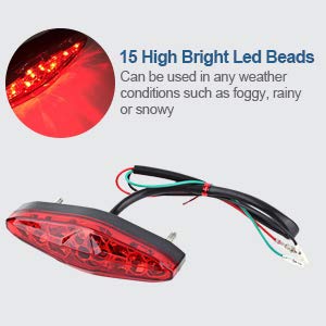 12V Universal 15 LED Motorcycle Rear Tail Light Brake Stop Running Tail Light ATV Dirt Bike (B)