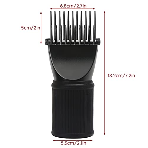 Segbeauty Blow Dryer Comb Attachment, Black Brush Attachments for Hair Dryer Concentrator Nozzle 1.69-1.76in and 2.12in, Pro Hairdressing Styling Salon Tool to Straighten Detangle Curly Natural Hair
