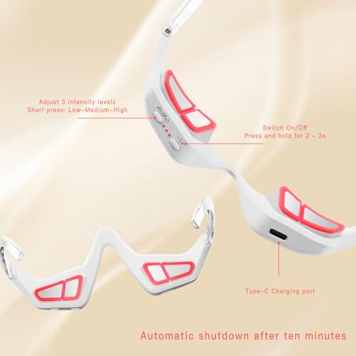 Red Light Therapy Massager, Under Eye Red Light Therapy Eyelift Device with Microcurrent, Under Eyes Glasses Treatment Eye Bags Dark Circles Puffiness Wrinkles Fine Lines (B)