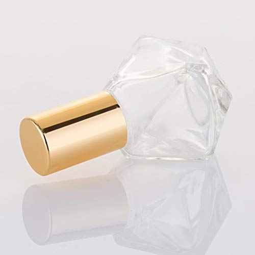 5ml(1/6oz) Shaped Glass Roller Bottle For Essential Oils,Mini Glass Bottles With Stainless Steel Roller Balls,Gold Aluminum Caps Portable Roll-On Vial Aromatherapy Perfume Container-Pack of 6