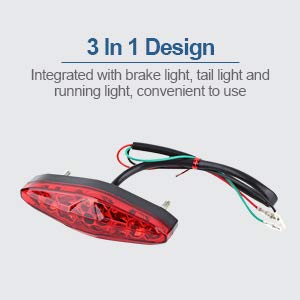 12V Universal 15 LED Motorcycle Rear Tail Light Brake Stop Running Tail Light ATV Dirt Bike (B)
