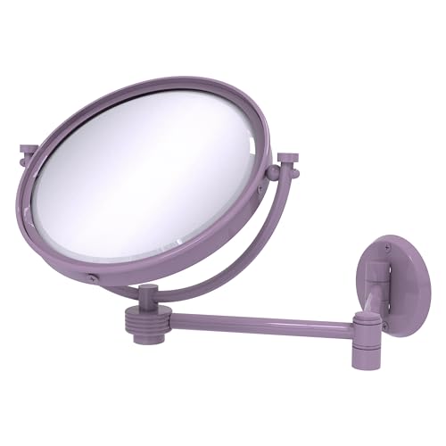 Allied Brass WM-6G/3X-LVN 8 Inch Wall Mounted Extending Make-Up Mirror 3X Magnification with Grooved Accent, Lavender