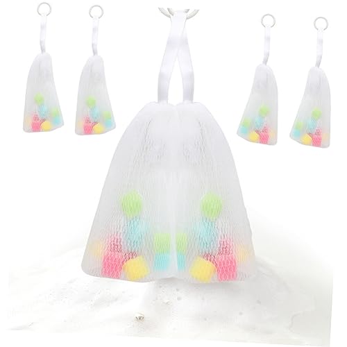 5pcs Foaming Net Bags for Cleansing Convenient Hanging Mesh Sponge Pouches for Soap and Cosmetic Bubbles for Bathing and Skin Care