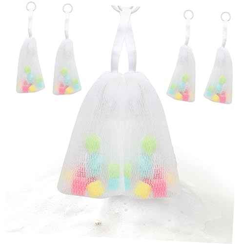 5pcs Foaming Net Bags for Cleansing Convenient Hanging Mesh Sponge Pouches for Soap and Cosmetic Bubbles for Bathing and Skin Care