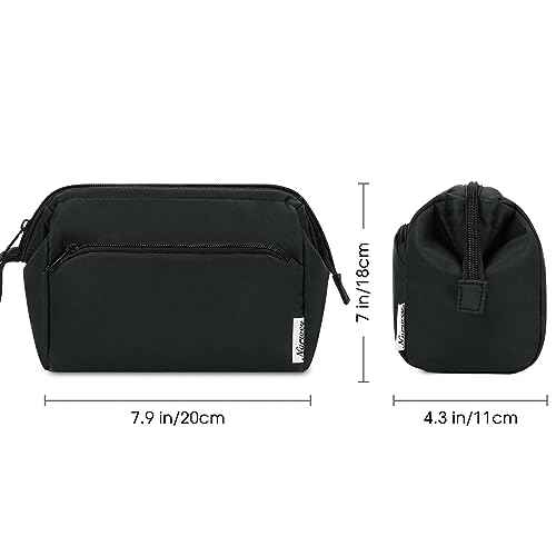 Narwey Makeup Bag Women Wide-open Make up Bag Travel Cosmetic Bag Organizer Toiletry Bag for Cosmetics Toiletries Accessories (Black)