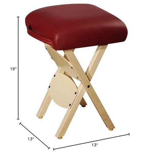 Mt Massage Tables Massage Tables Lightweight Wooden Handy Folding Massage Stool Burgundy