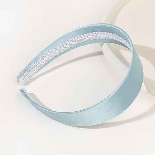 Ivyu Cinderella Blue Headband for Women Light Blue Teal Headband Large Thick Wide Headbands 70s Headband for Girls