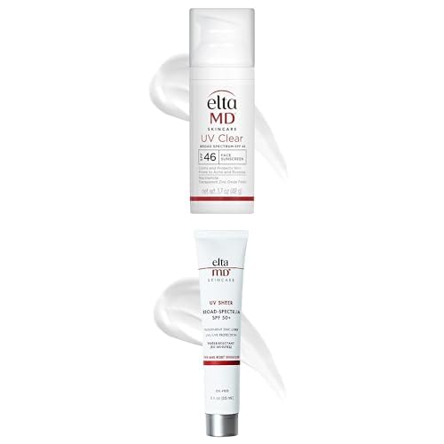 Bundle of EltaMD UV Clear Face Sunscreen SPF 46 1.7oz, Oil-Free, Zinc Oxide + UV Sheer Face & Body Sunscreen SPF 50+ 3oz, Oil-Free, No White Cast Dermatologist Recommended for Sensitive Skin