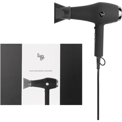 L'ANGE HAIR Soleil Professional Hair Dryer | 3 Heat Settings & 2 Airflow Settings | Cool Shot Locks-in Style | Professional Length Cord | Best Lightweight Hair for Smooth Blowouts (Black)
