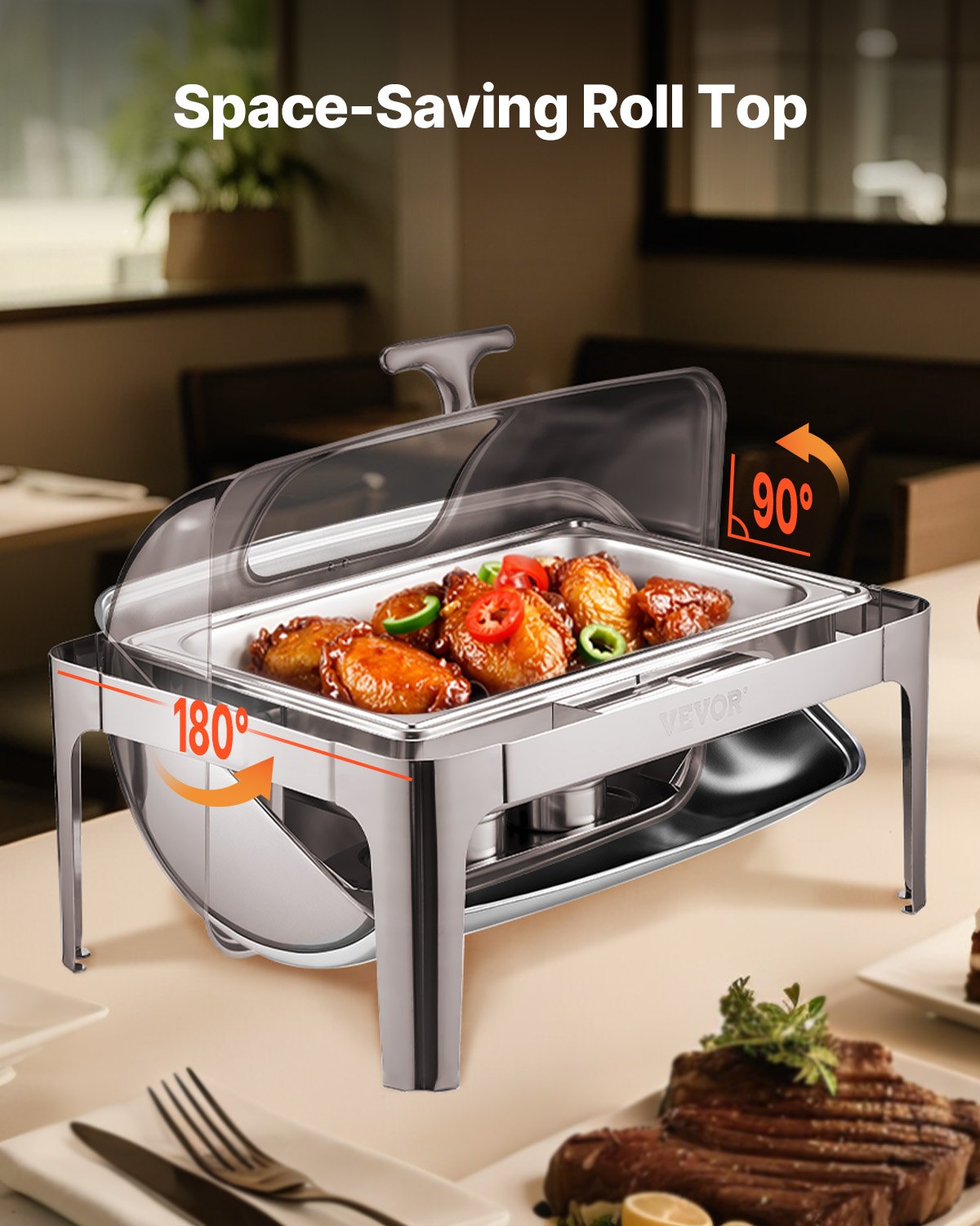 Stainless Steel Chafing Dish Set - 4Qt Rectangle with 2 Half Size Pans