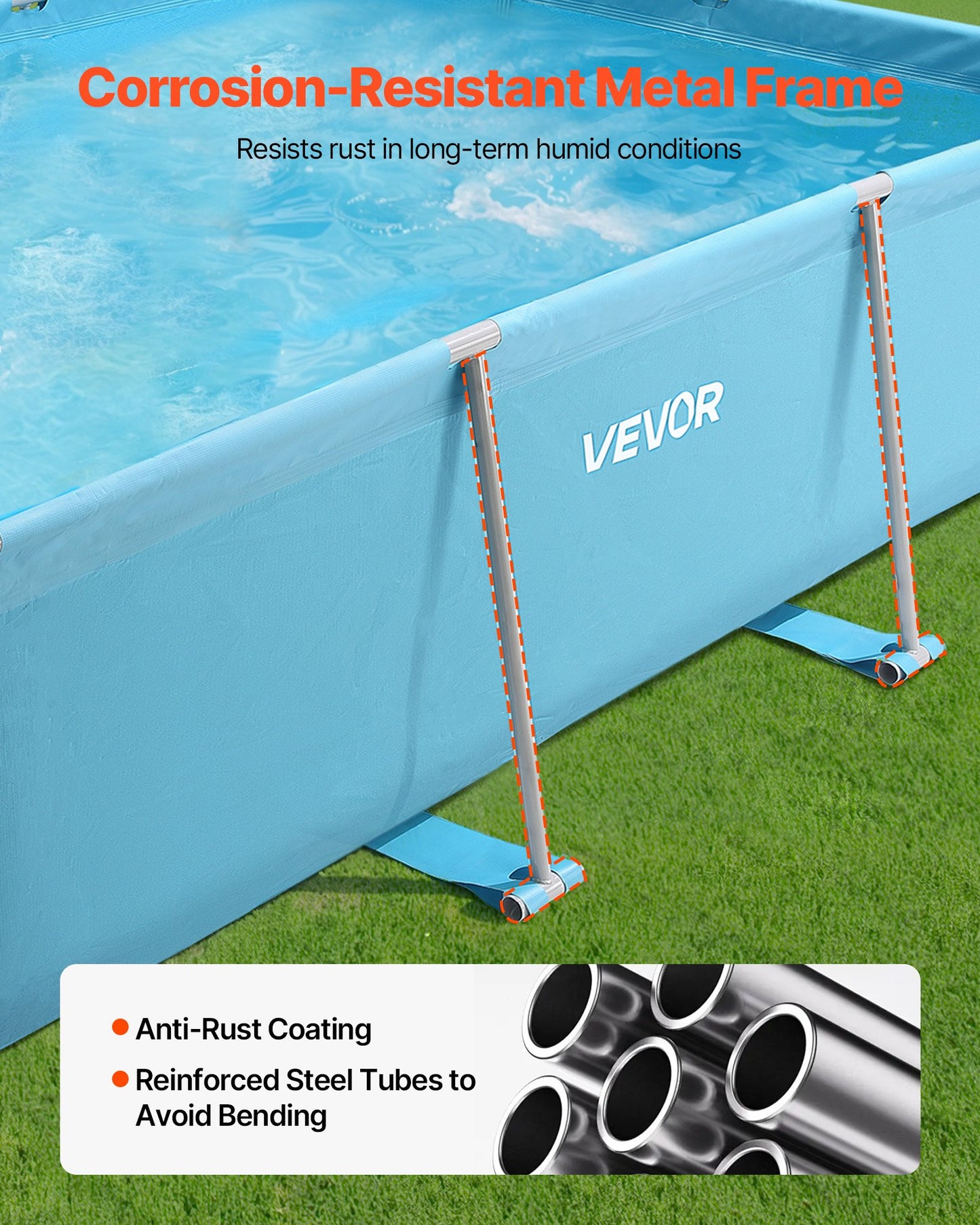 Rectangular Above Ground Swimming Pool 118x78x30 In Blue - Family Garden Pool