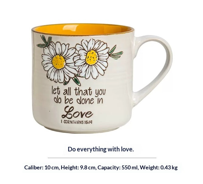 Large-Capacity Underglaze Colored Ceramic Mug - Microwave & Dishwasher Safe