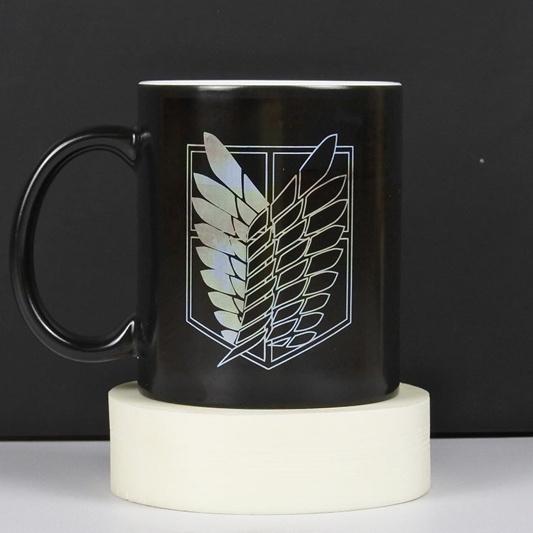 Temperature Sensitive Double-Layer Ceramic Mug with Pattern, 320ml