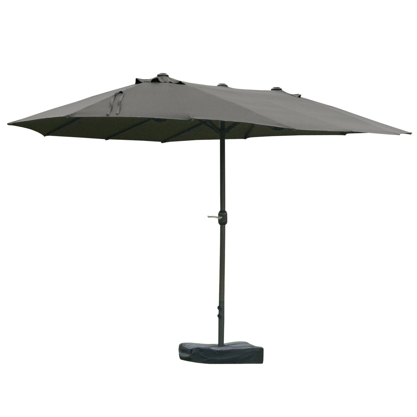15' Double-Sided Patio Umbrella with Steel Base & UV Protection - Dark Gray