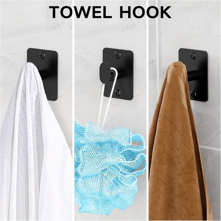 4-Piece Matte Black Bathroom Hardware Set - 24-Inch Towel Bar & Accessories