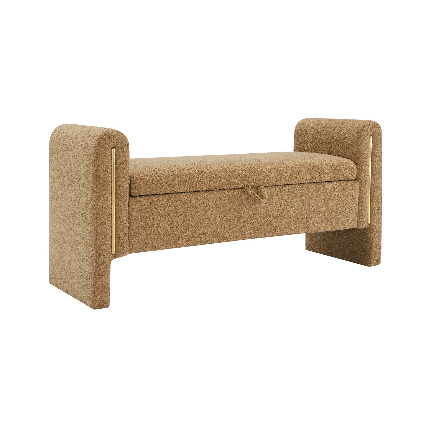Modern Teddy Bed End Bench With Arms And Storage,Upholstered Large