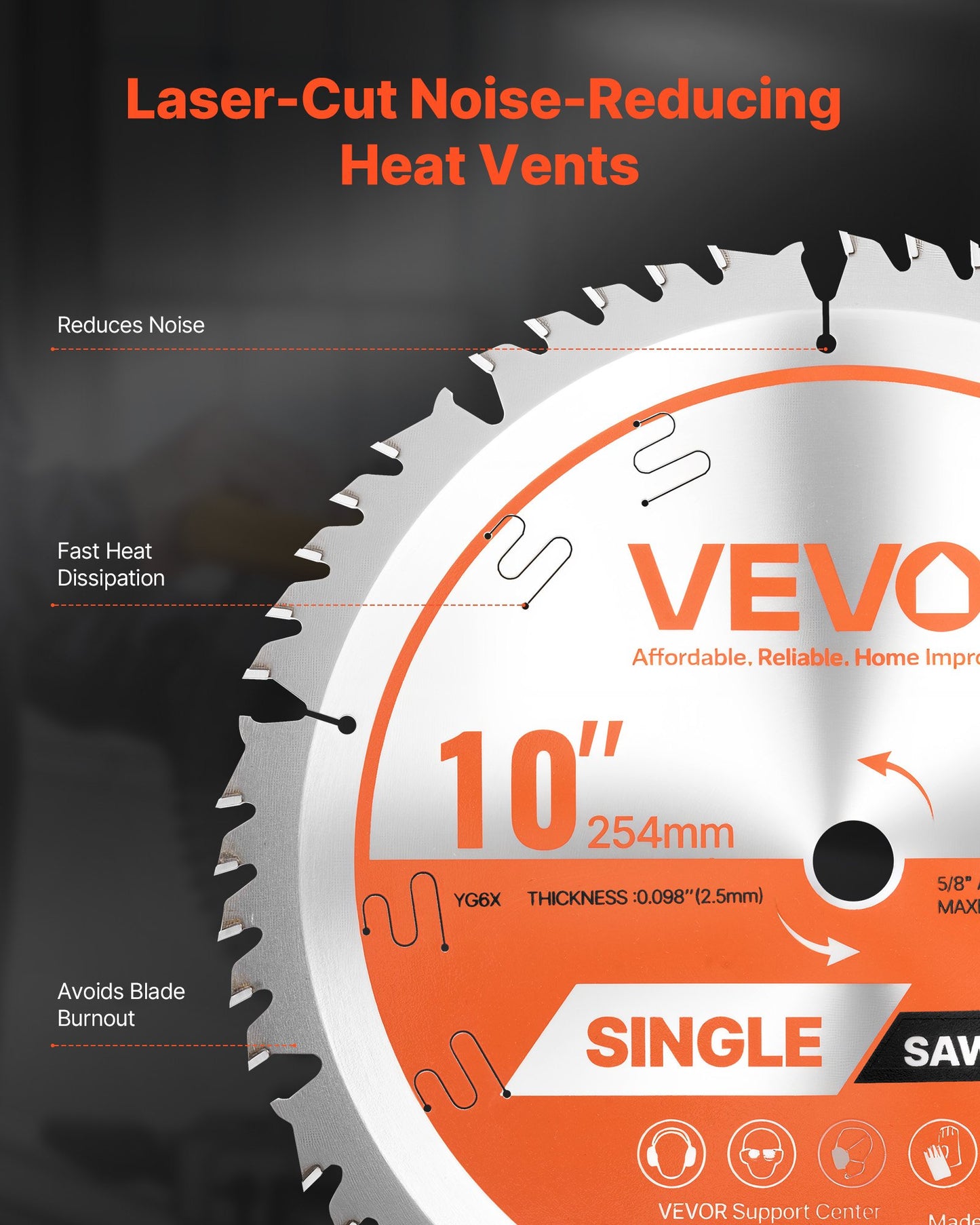 10 Inch Circular Saw Blade with 50 Teeth for Wood Cutting - High Speed Power Tool Accessory