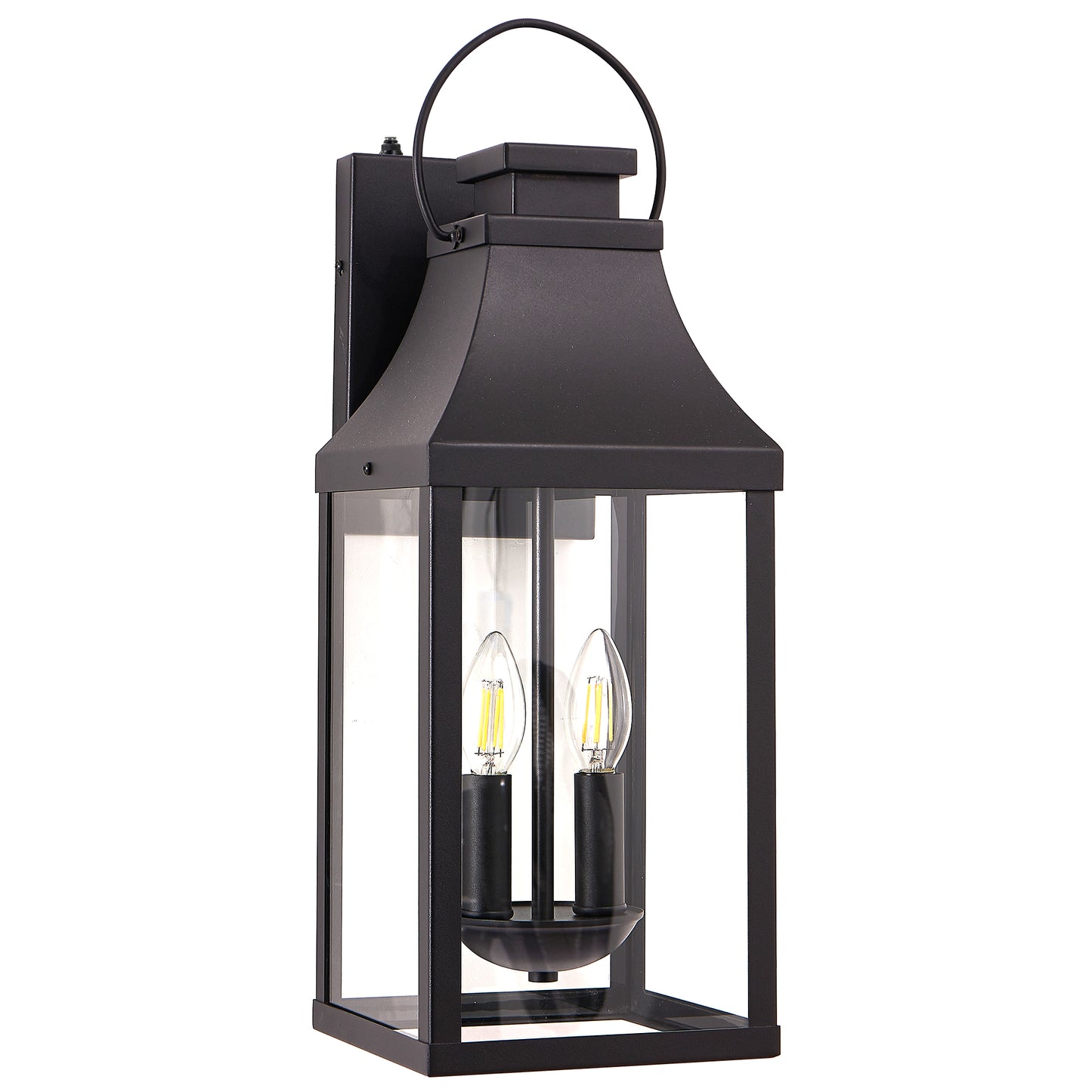 20-Inch Black LED Outdoor Wall Light with Dusk to Dawn Sensor - Waterproof Porch Sconce