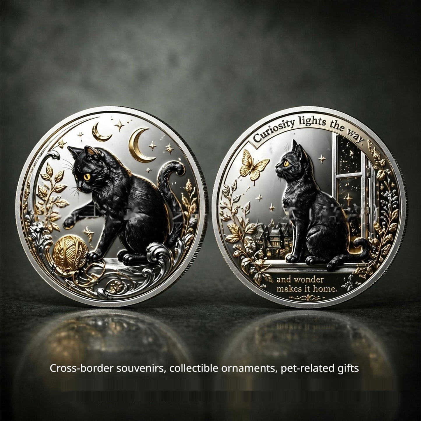 Black Cat Lunar Phase Collectible Coin - Silver & Gold Variants